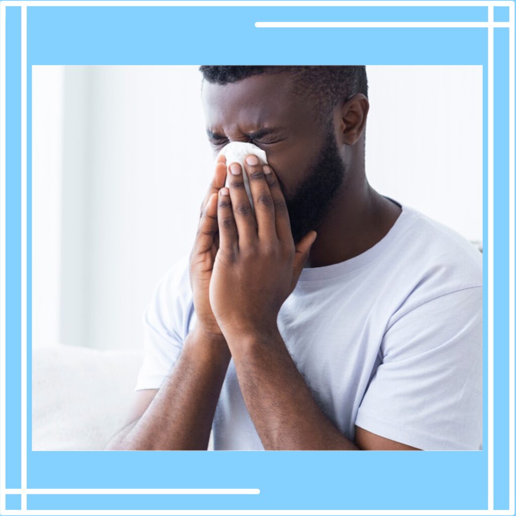 Man suffering from allergies.